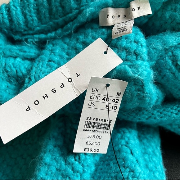 TOPSHOP Turquoise Roll Neck Sweater 8-10 - Picture 7 of 10